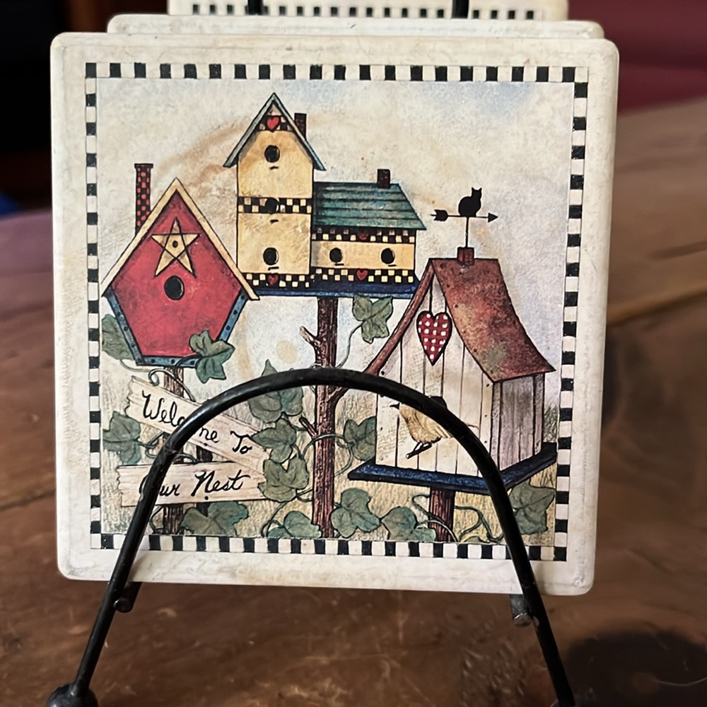 Set of 5 VTG Ceramic Welcome To Our Nest Coasters